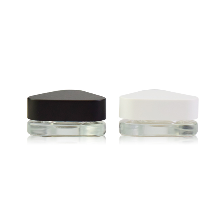5ML Child Resistant White Triangle Glass Dab Wax Mason Jars Glass Container Concentrate Jar with Plastic Inner Lid