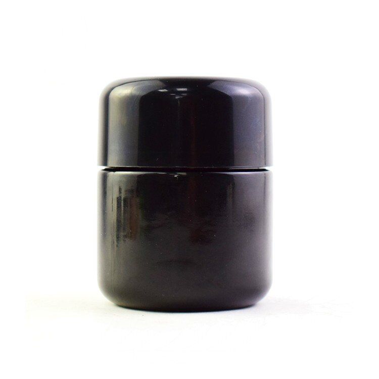 3Oz Black Arch Child Resistant Stash Side Round Type Glass Jar 