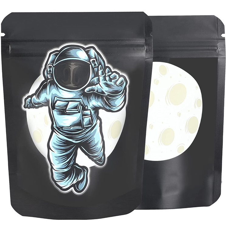 Custom Logo Edible Packaging Black Zip lock Plastic Stand Up Pouch Smell Proof Mylar Bags